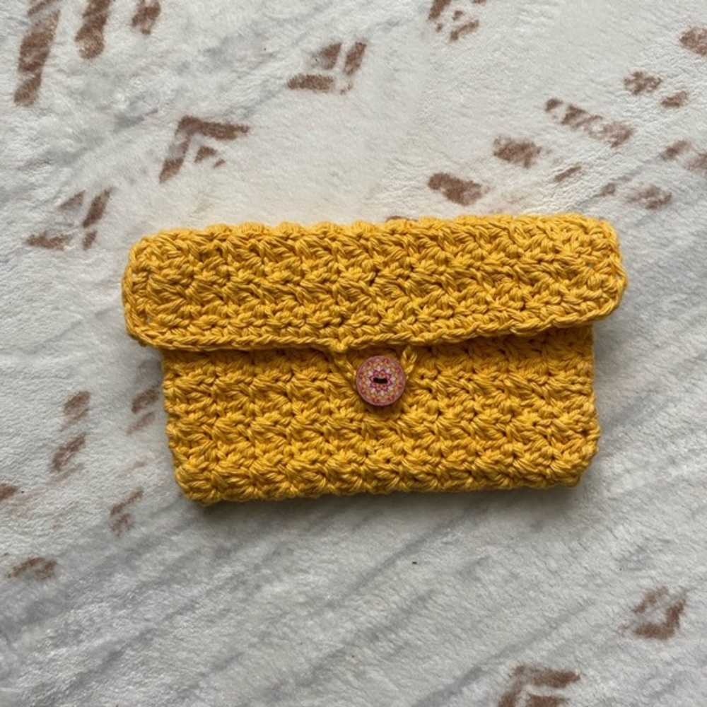 Artisan Crafted Yellow Crochet Clutch